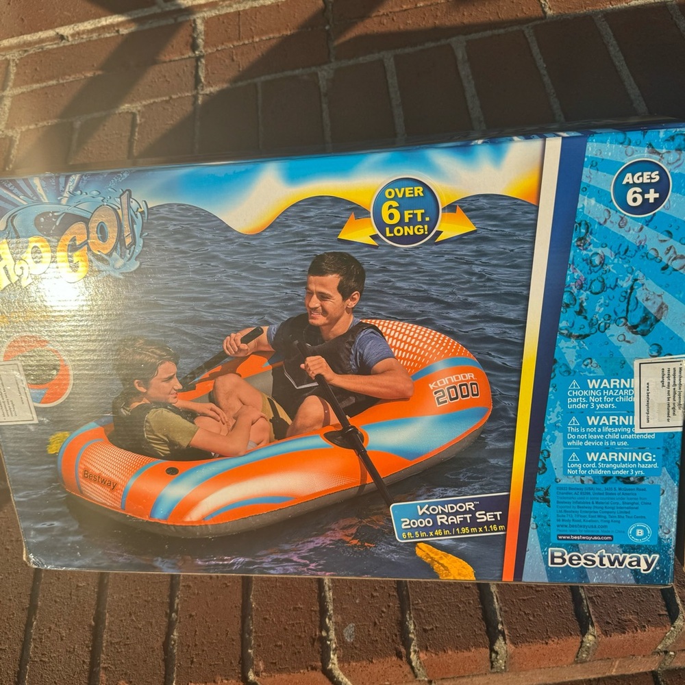 H2O GO Kondor 2000 Raft Set - 6'1" x 38" - Fits 1 Child 1 Adult, Water Sports - Picture 4 of 6